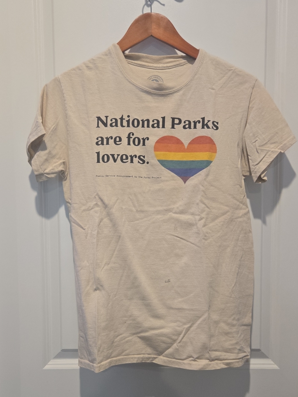 Parks Project Beige Tee with Rainbow Heart "National Parks Are For Lovers"